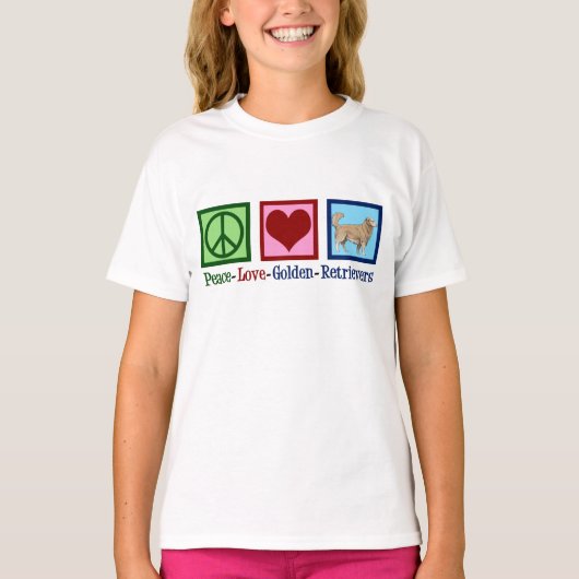Peace Love Golden Retrievers Cute Kinder T-shirt (Voorkant)