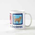 Peace Love Golden Retrievers Koffiemok<br><div class="desc">Mooie 'Peace Love Golden Retrievers' cadeau voor een hondeneigenaar die van hun schattige puppy houdt. Hij heeft een  vredesteken,  een hart en een schattige gouden rekwisiet,  mijn favoriete ras.</div>