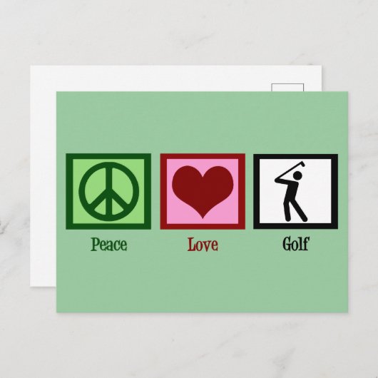 Peace Love Golf Briefkaart (Voorkant / Achterkant)