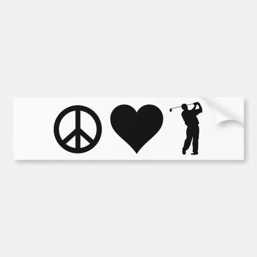 Peace Love Golf Bumpersticker (Voorkant)