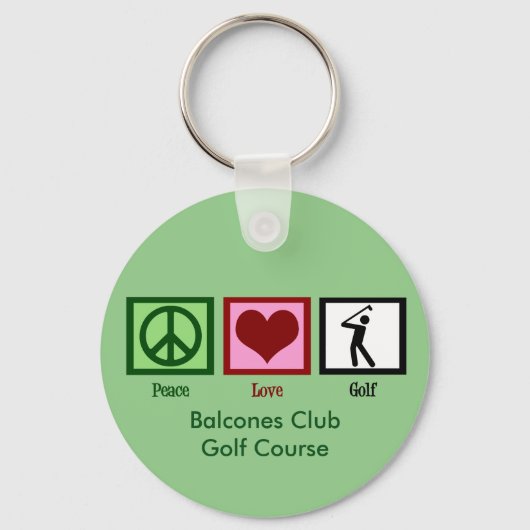 Peace Love Golf Custom Country Club of Course Sleutelhanger (Voorkant)