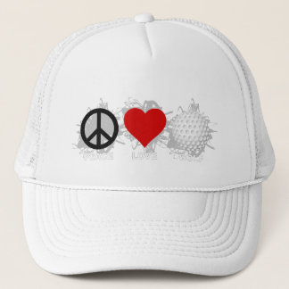 Peace Love Golf Emblem Trucker Pet