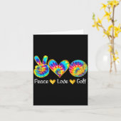 Peace Love Golf Funny Tie Dye Golf Lovers  Kaart (Gele Bloem)