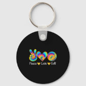 Peace Love Golf Funny Tie Dye Golf Lovers  Sleutelhanger (Voorkant)