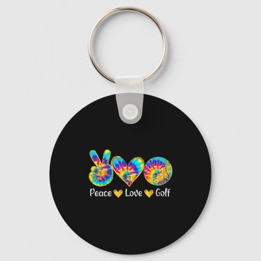Peace Love Golf Funny Tie Dye Golf Lovers  Sleutelhanger (Voorkant)