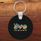 Peace Love Golf Funny Tie Dye Golf Lovers  Sleutelhanger (Voorkant)