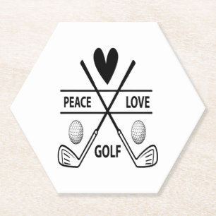 PEACE LOVE GOLF KARTONNEN ONDERZETTERS