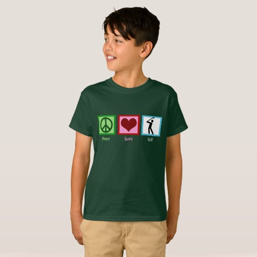 Peace Love Golf Kinder T-shirt (Voorkant volledig)