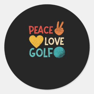 Peace Love Golf Lovers Funny Golfer Fan Golf Ronde Sticker