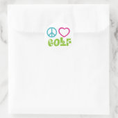 Peace Love Golf Ronde Sticker (Tas)