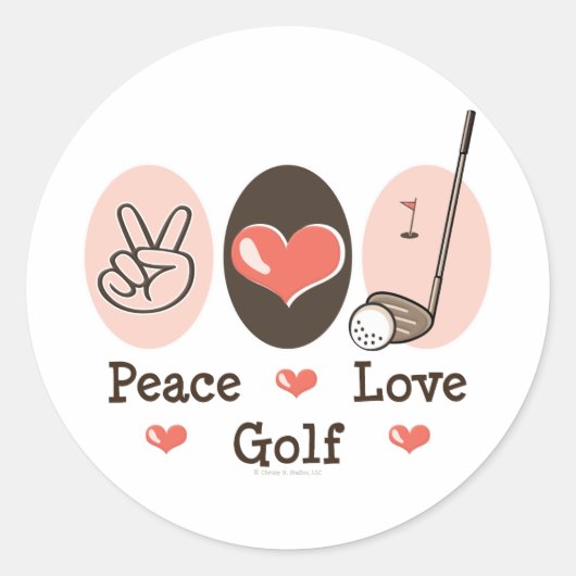 Peace Love Golf Sticker (Voorkant)