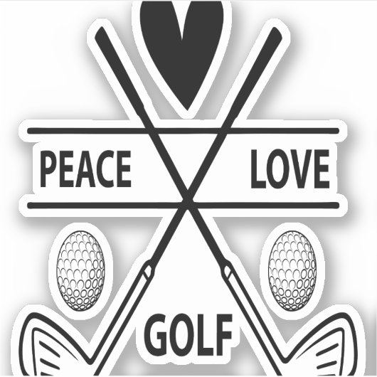 PEACE LOVE GOLF STICKER (Voorkant)