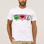 Peace Love Golf T-shirt<br><div class="desc">Golf spelen is mijn favoriete manier om te ontspannen. Niets beters dan het op groen zetten van ballen. Een schattig womens golfcadeau dat de Peace Love Golf leest.</div>
