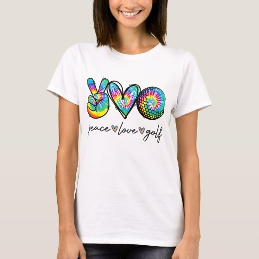 Peace Love Golf Tie Dye Cute Golf Lovers T-shirt (Voorkant)