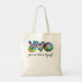 Peace Love Golf Tie Dye Cute Golf Lovers Tote Bag (Achterkant)