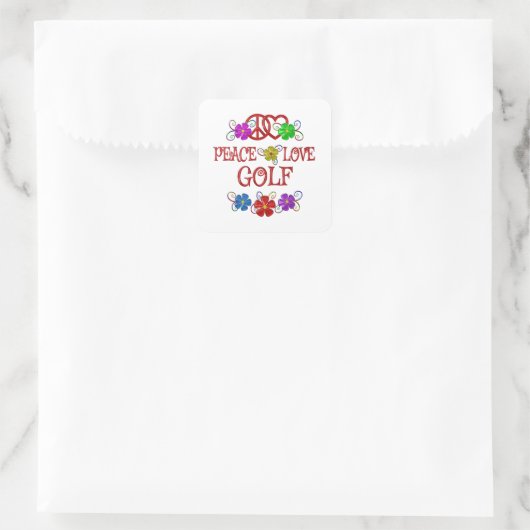 Peace Love Golf Vierkante Sticker (Tas)