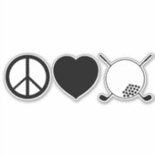 Peace Love Golf Vinyl Sticker (Voorkant)