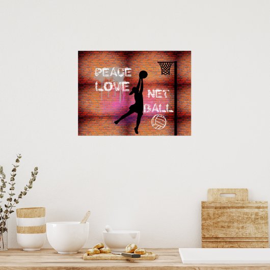Peace Love Graffiti Netball Quote Poster (Keuken)