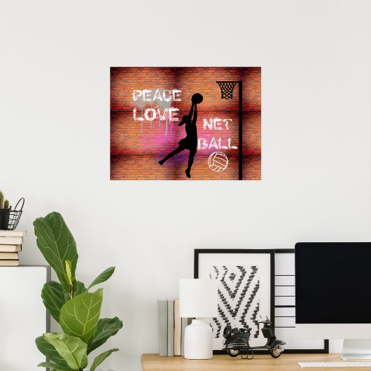 Peace Love Graffiti Netball Quote Poster (Thuiskantoor)