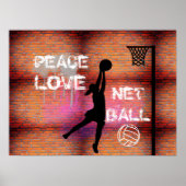 Peace Love Graffiti Netball Quote Poster (Voorkant)
