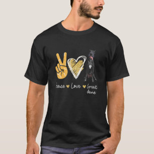 Peace Love Great Dane Hondenliefhebbers T-shirt