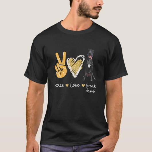 Peace Love Great Dane Hondenliefhebbers T-shirt (Voorkant)