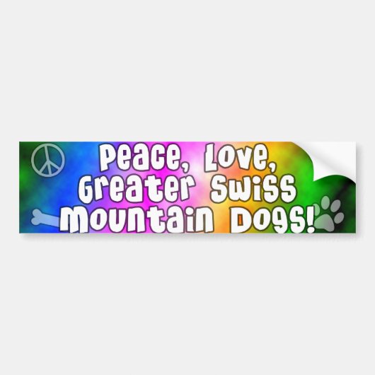 Peace Love Greater Swiss Mtn Dogs Bumpersticker (Voorkant)