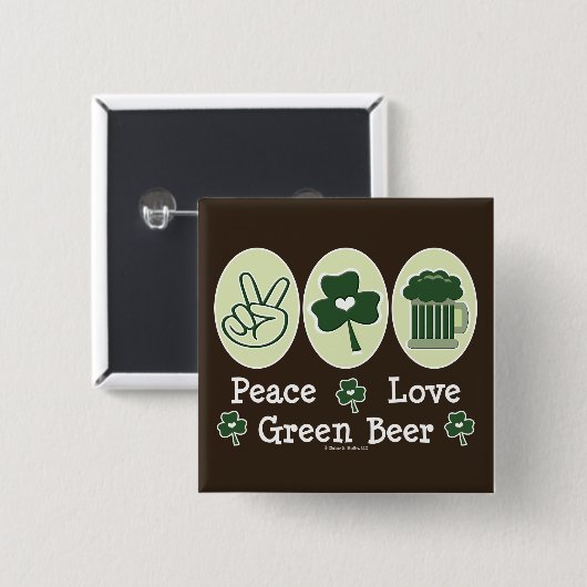 Peace Love Green Beer Button (Voorkant /achterkant)