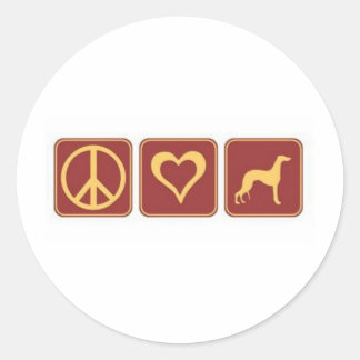 Peace Love Greyhound Ronde Sticker
