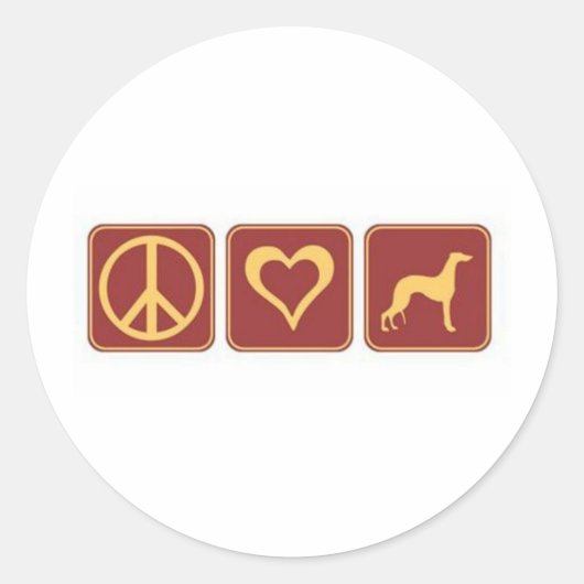 Peace Love Greyhound Ronde Sticker (Voorkant)
