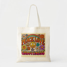 Peace, Love & Grooviness Canvas tas