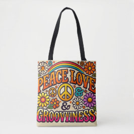 Peace, Love & Grooviness Canvas tas