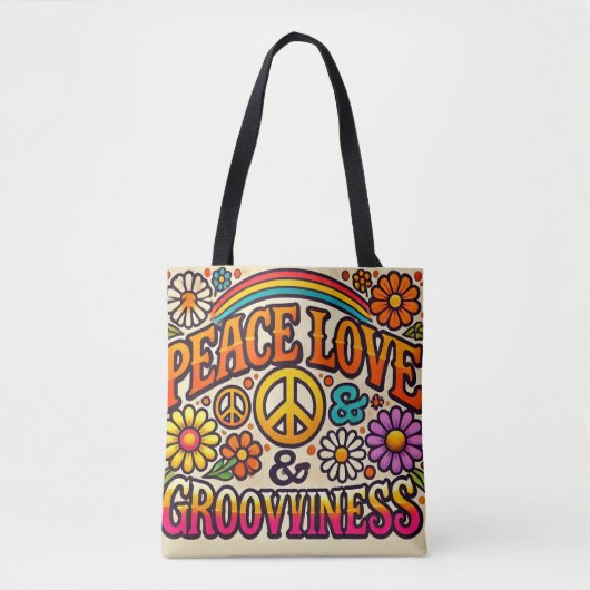 Peace, Love & Grooviness Canvas tas (Voorkant)