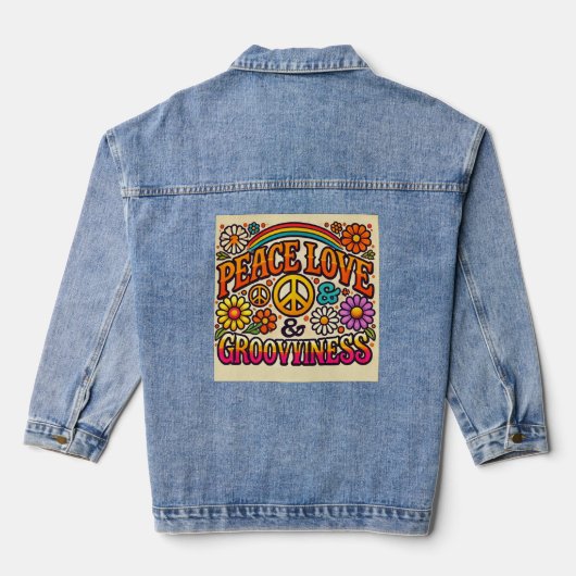 Peace, Love & Grooviness Denim Jacket (Achterkant)