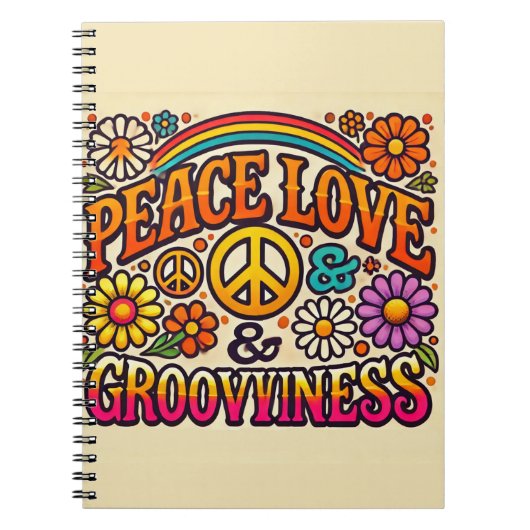 Peace, Love & Grooviness Spiral Notitieboek (Voorkant)