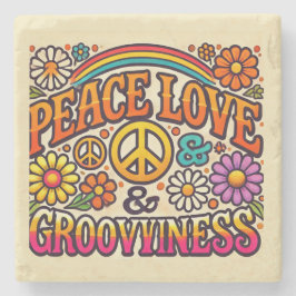Peace, Love & Grooviness Stone Onderzetter