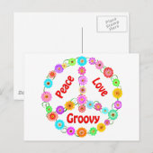 Peace Love Groovy Briefkaart (Voorkant / Achterkant)