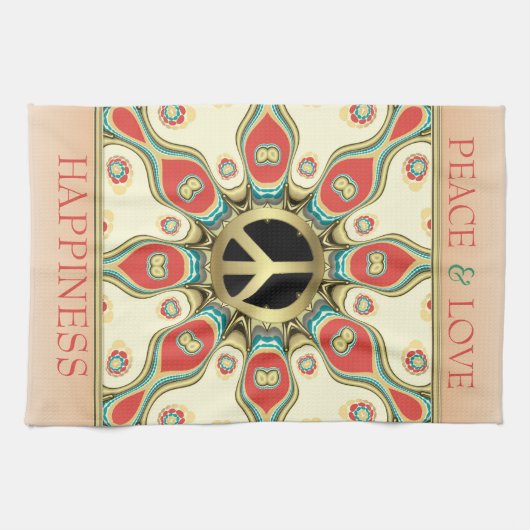 Peace Love Groovy Flower Tea Towel Theedoek (Horizontaal)