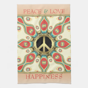 Peace Love Groovy Flower Tea Towel Theedoek