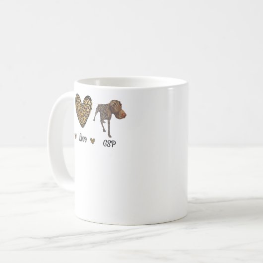 Peace Love GSP german pointer Pet Dog Puppy Owner  Koffiemok (Voorkant links)