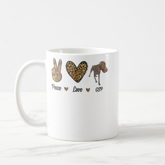 Peace Love GSP german pointer Pet Dog Puppy Owner  Koffiemok (Links)