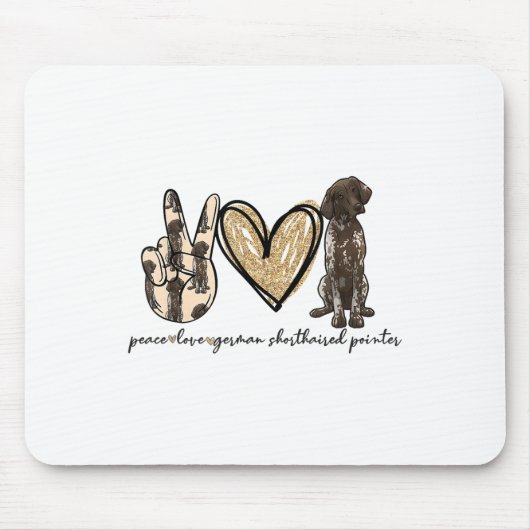 Peace Love Gsp German Shorthaired Pointer Dog Love Muismat (Voorkant)
