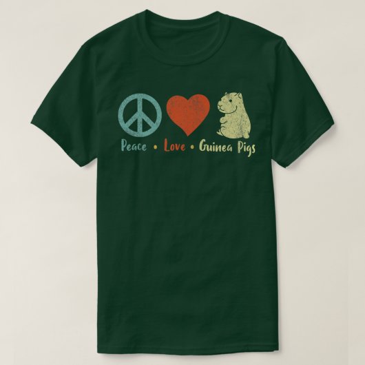 Peace Love Guinea Pigs Lover Wheek Retro Premium 4 T-shirt (Design voorkant)