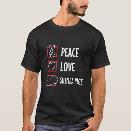 Peace Love Guinea Pigs T-shirt (Voorkant)