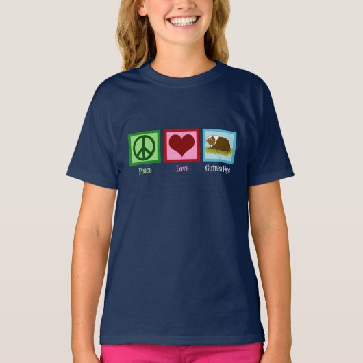 Peace Love Guinee Pigs Kinder T-shirt (Voorkant)