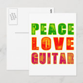 Peace Love Guitar Briefkaart (Voorkant / Achterkant)