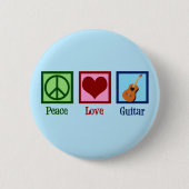 Peace Love Guitar Cute Blue Guitarist Ronde Button 5,7 Cm (Voorkant)