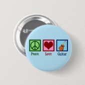 Peace Love Guitar Cute Blue Guitarist Ronde Button 5,7 Cm (Voorkant /achterkant)