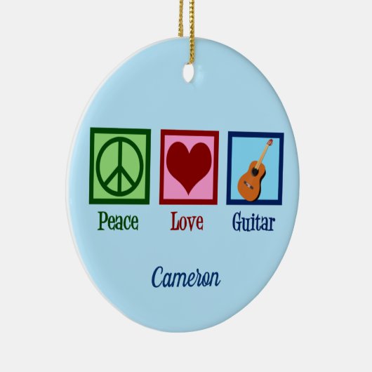 Peace Love Guitar Cute Custom Keramisch Ornament (Rechts)