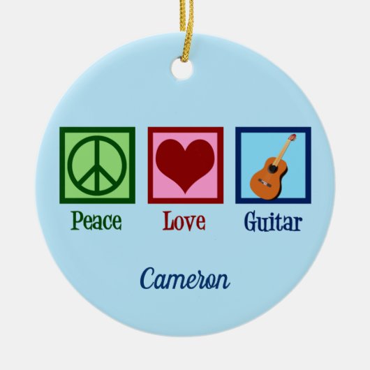 Peace Love Guitar Cute Custom Keramisch Ornament (Voorkant)